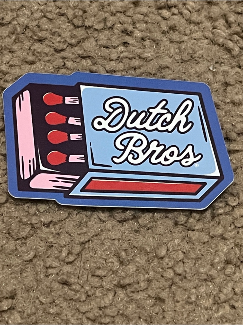 Dutch Bros Light Blue and Pink Matchbook Sticker